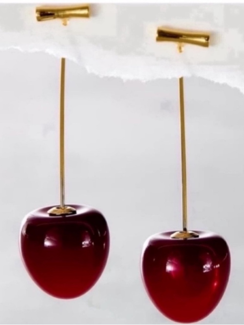 New! Cherry Red Apple Drop Earrings (1021) NWOT